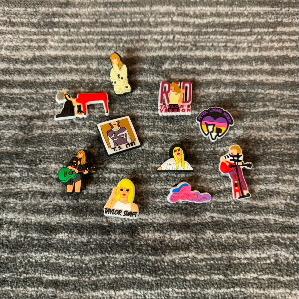 Taylor Swift Inspired Shoe Charms for Crocs Water Shoes Eras Tour Theme 10 pack